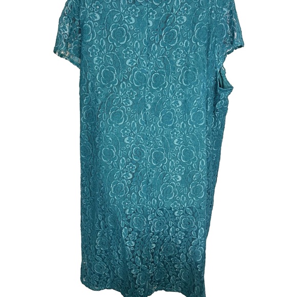 Catherines Shift Lace Dress Teal 34W Women Short Sleeve - Picture 2 of 9